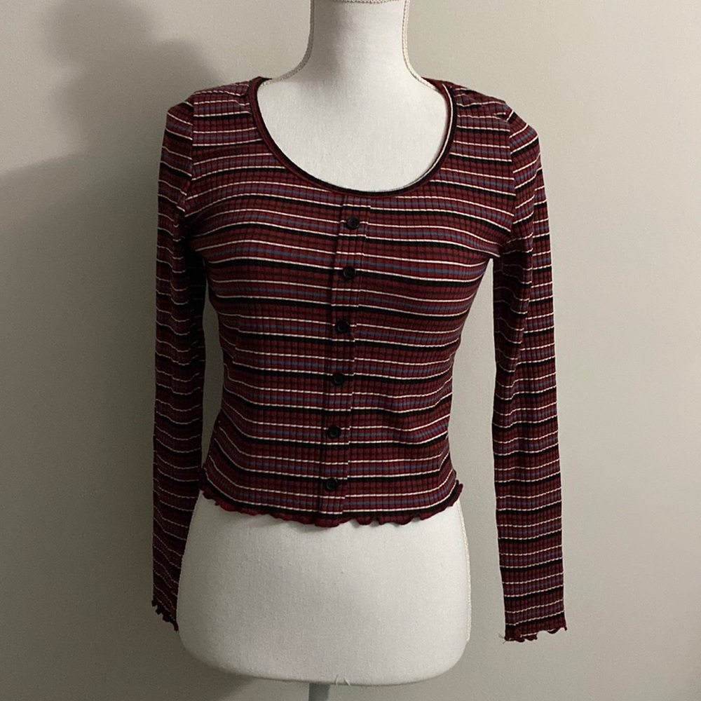 🥭 (4 for $15) GAZE striped ripped top - Picture 1 of 8